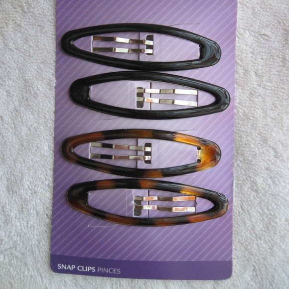 4 Goody 3" Large Elaina Black Brown Epoxy Metal Contour Oval Snap Hair Clips - Picture 1 of 6